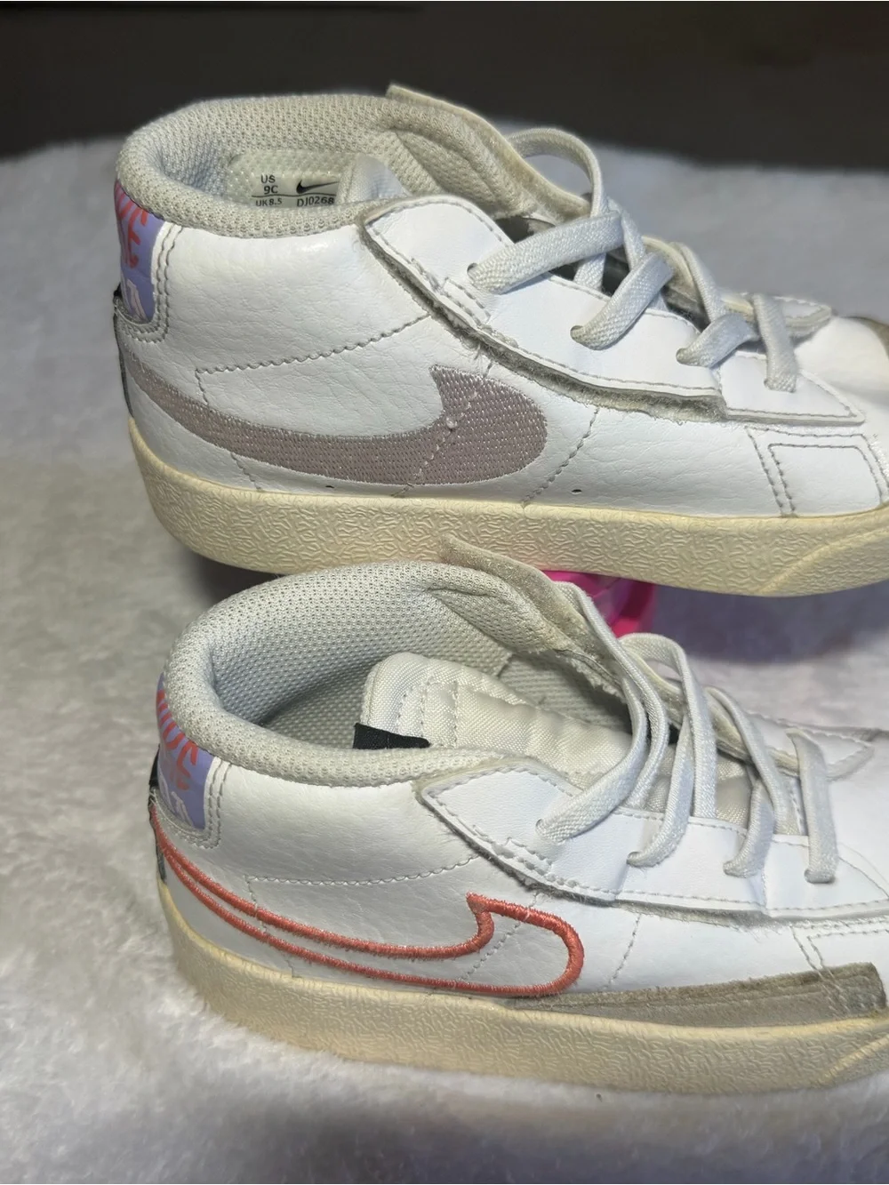 Nike Kids White Leather Sneakers with Tan Accents